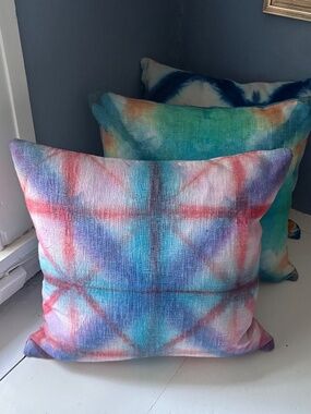 Handmade Muli-Process Shibori Cotton Throw Pillow Cover